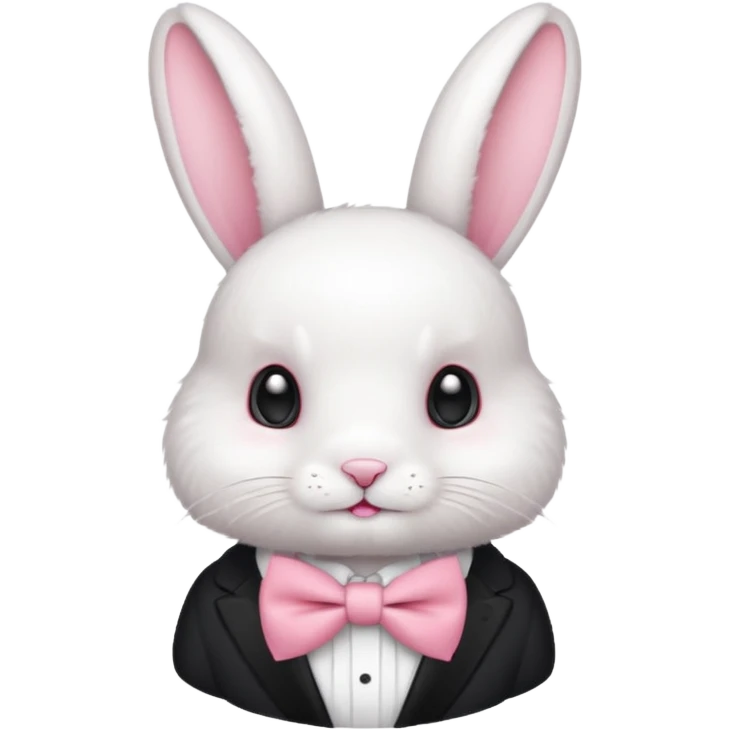 white bunny with pink bowtie emoji