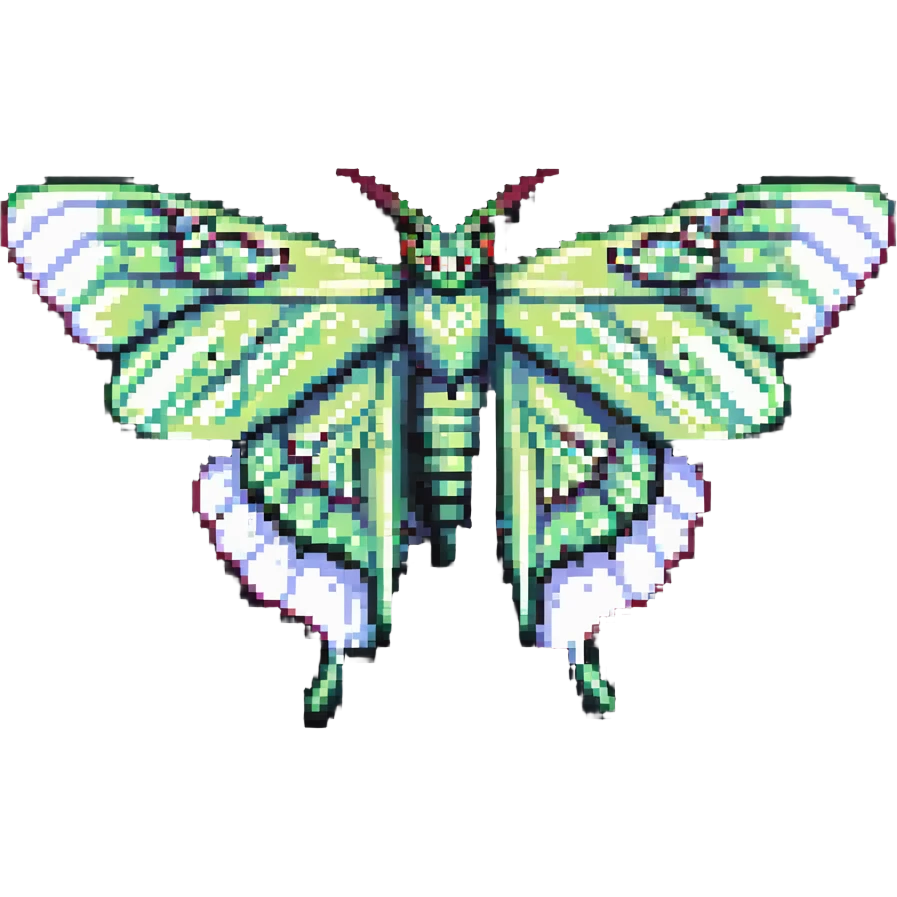 luna moth with wings spread emoji