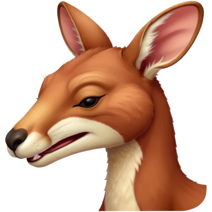 Cinematic Cute Yawning Adult Red Kangaroo Portrait Emoji, Head tilted slightly with a dramatic, wide-open yawn, showcasing a sturdy, reddish form with a distinct red kangaroo-shaped head, a relaxed elongated snout, and sleepy, half-closed eyes, Simplified yet irresistibly adorable features, highly detailed, glowing with a soft, cozy outback glow, high shine, relaxed yet expressive, stylized with a dash of whimsical charm, soft glowing outline, capturing the essence of a drowsy yet affectionate kangaroo that appears ready to stretch and yawn its way out of the screen! emoji