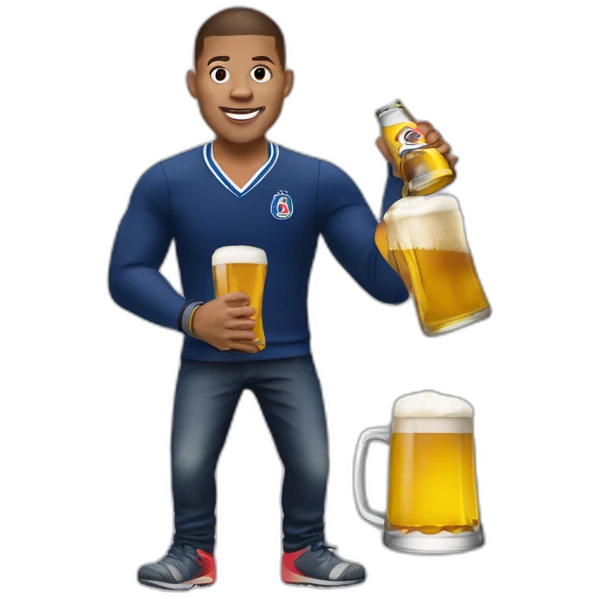 Mbappé tenant une biere emoji
