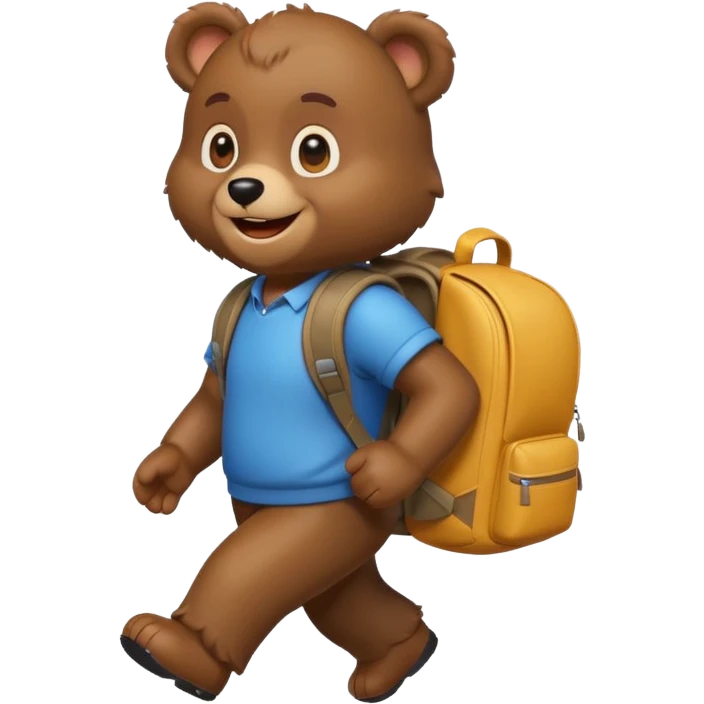 playful bear with a backpack heading to school, emoji style emoji