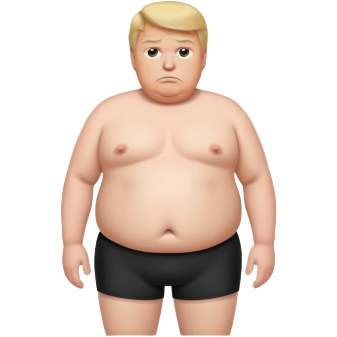 a shirtless fat man with black shorts and looks like donald trump emoji