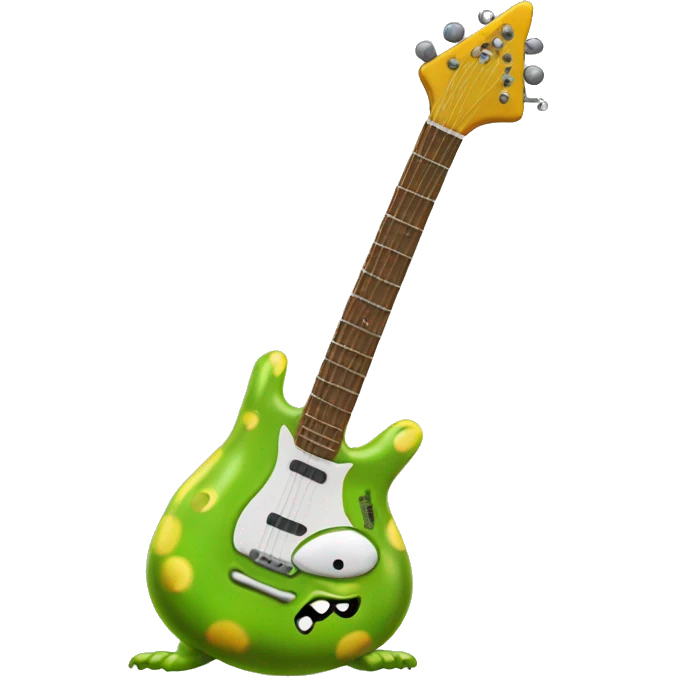 Happy slimy slug playing electric guitar emoji
