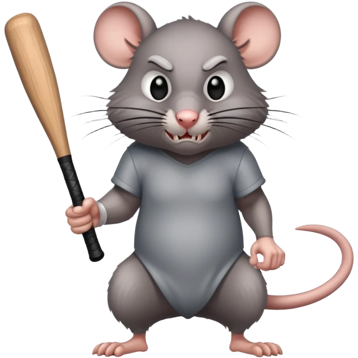 Mean rat with a baseball bat emoji