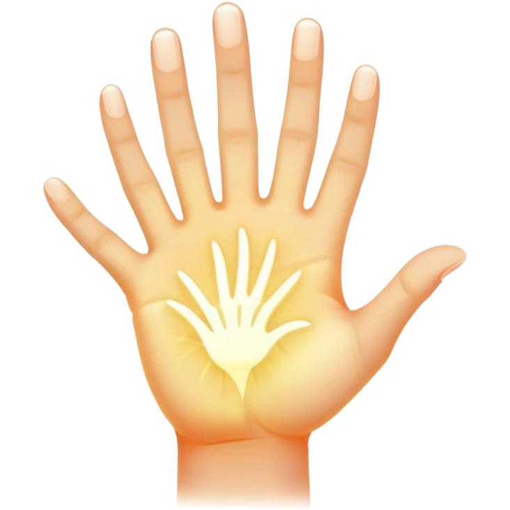 ethereal glowing hand with symbolic palm lines emoji