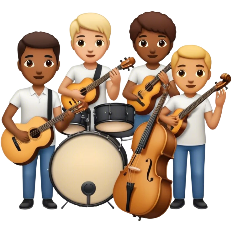 png white background in ios emoji style depicting a band playing live emoji