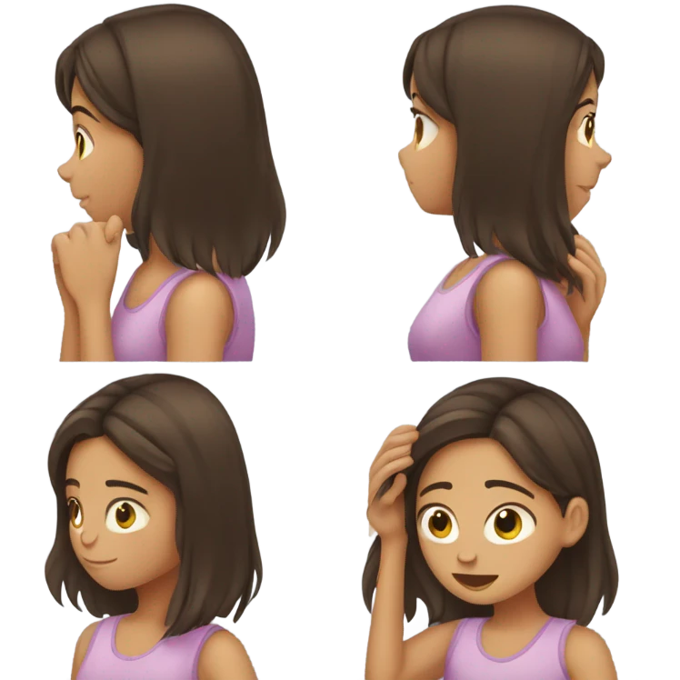 teenage brunette tucking hair behind her ear emoji