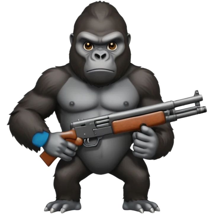 A mean gorilla holding a big gun emoji