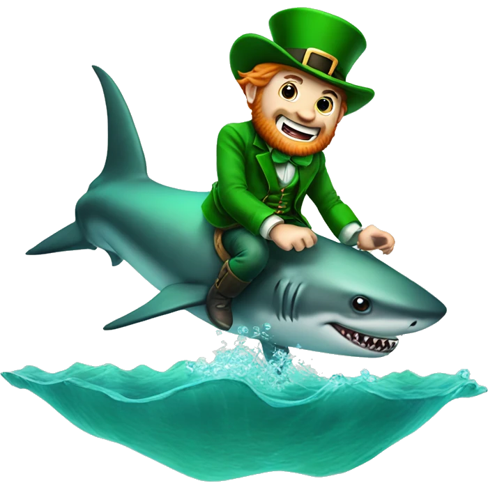 Irish leprechaun riding a shark underwater emoji