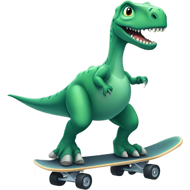 Dinosaurio sobre patineta emoji