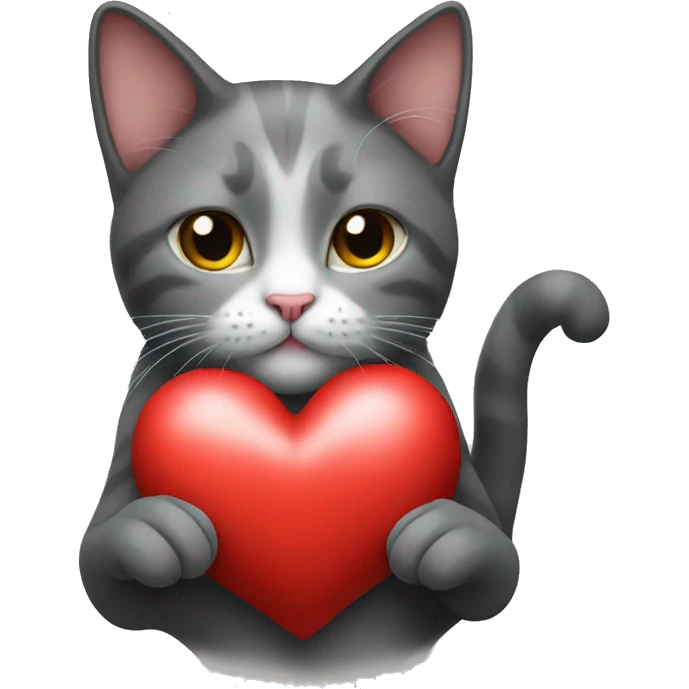 Cat holding a heart with a handpose emoji