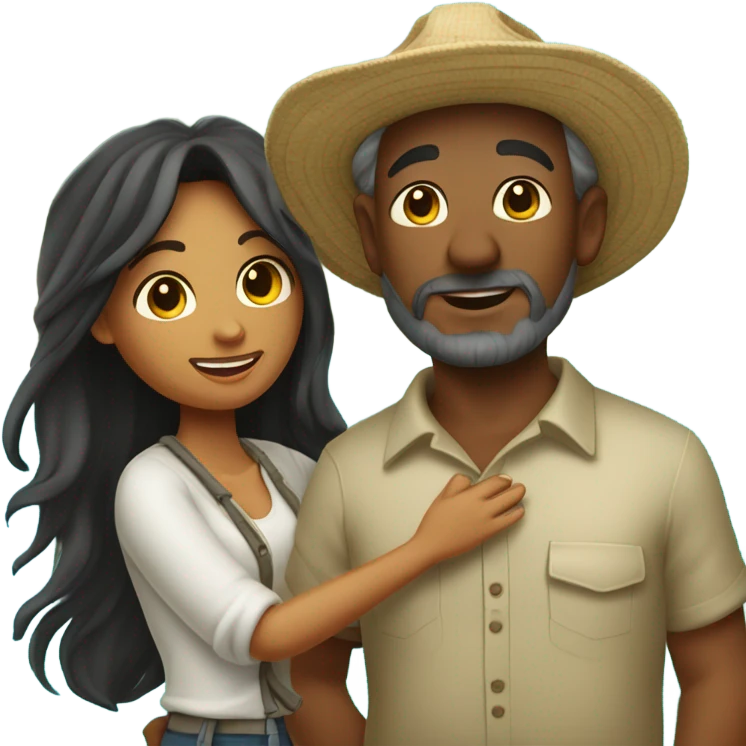 Latina island girl with white fisherman husband in love on an island  emoji