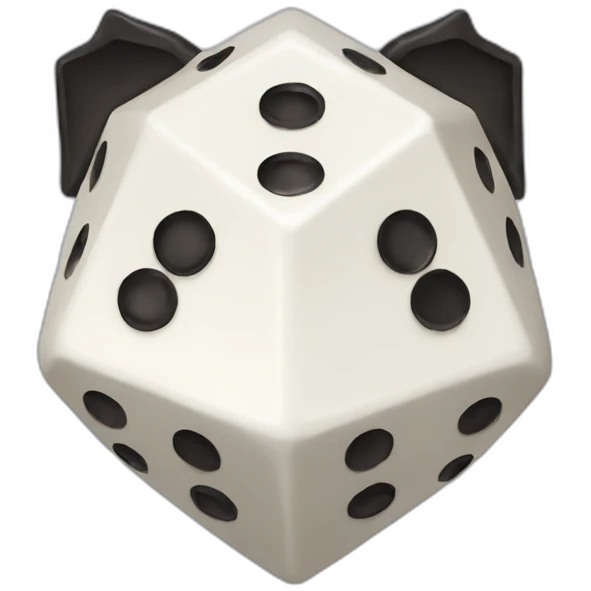 D20 dice with dog ears emoji