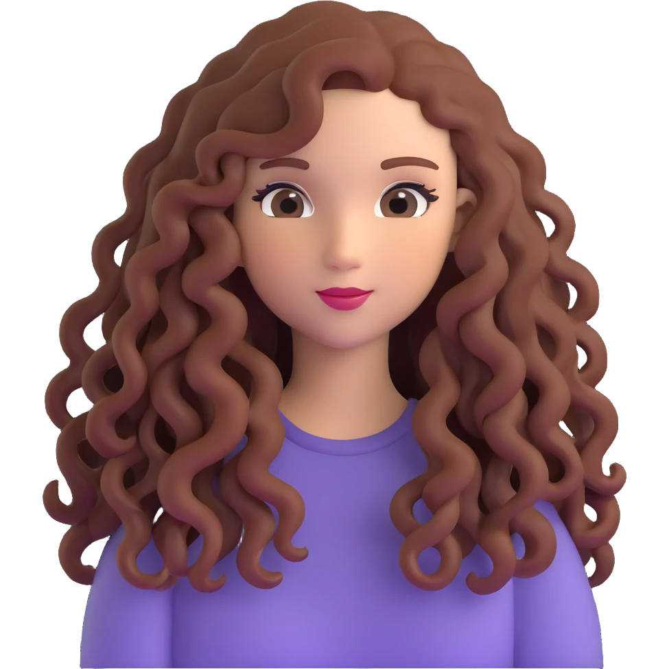 Girl with beautiful long curly hair emoji