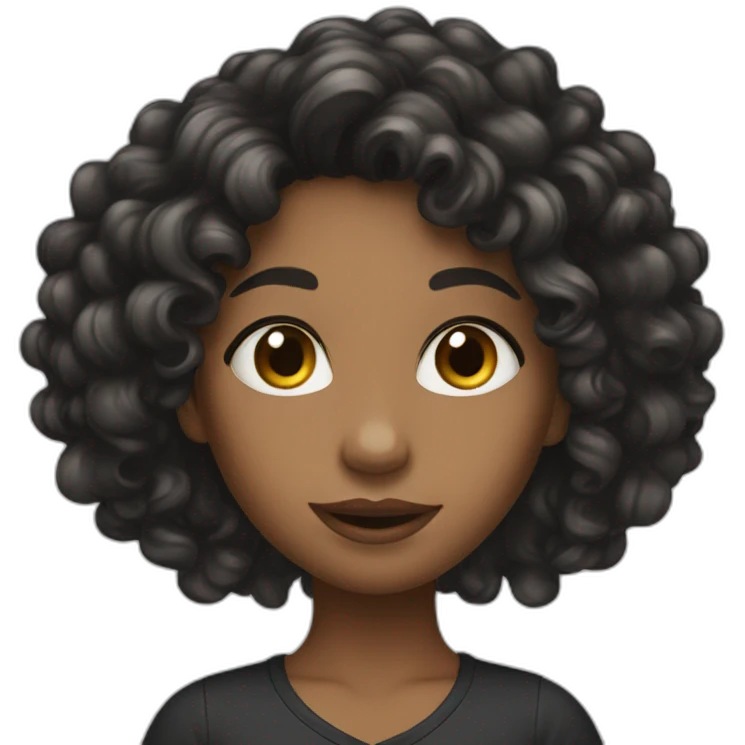 Girl with long Blak curly hair emoji