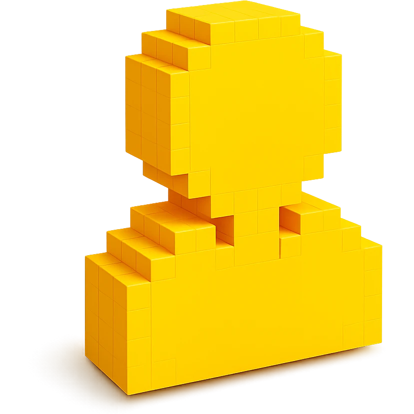 voxel style profile icon, yellow color, simple, modern emoji