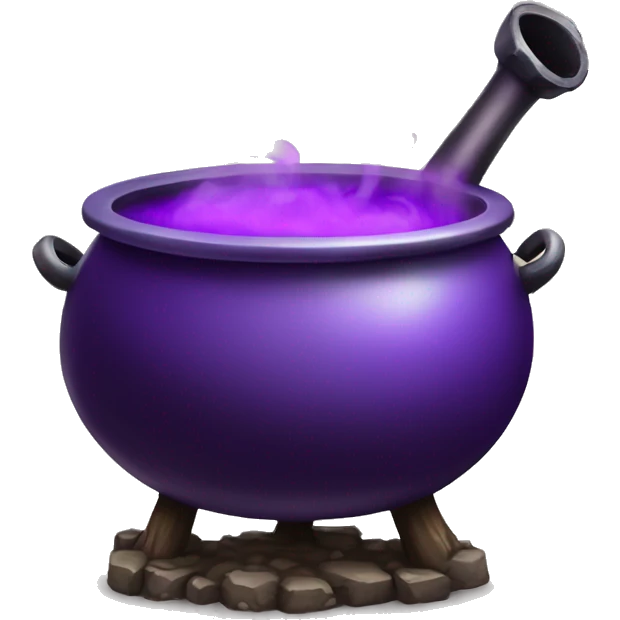 Cauldron with potion and purple steam. emoji