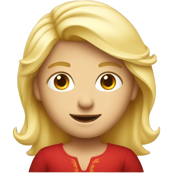 personnage aux cheuveux blond et tunique rouge emoji