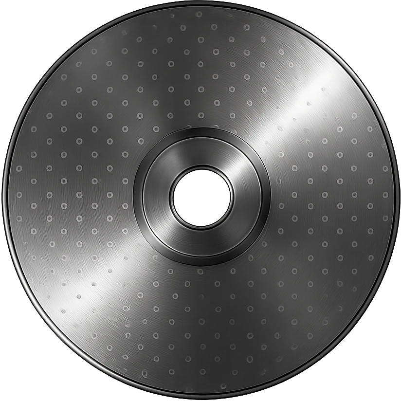 A minimalist CD disc with dot pattern, glowing effect, pink color emoji