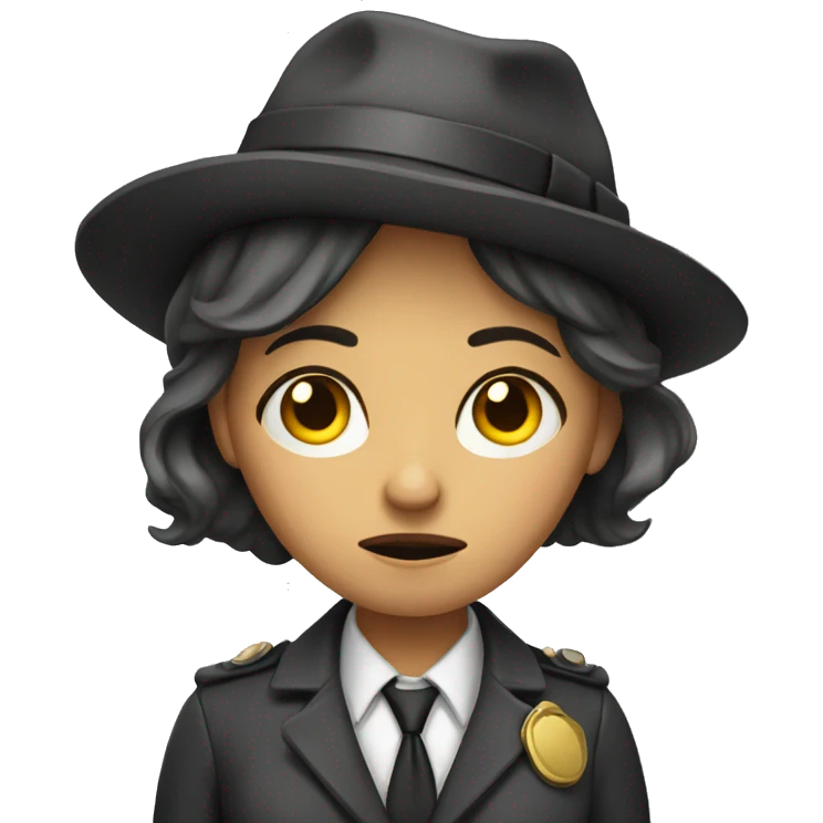 Unsuccessful, sad woman detective  emoji