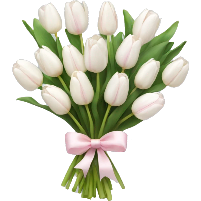 White tulips bouquet with light pink bow  emoji