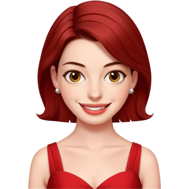 Anne Hathaway in red dress, cute emoji