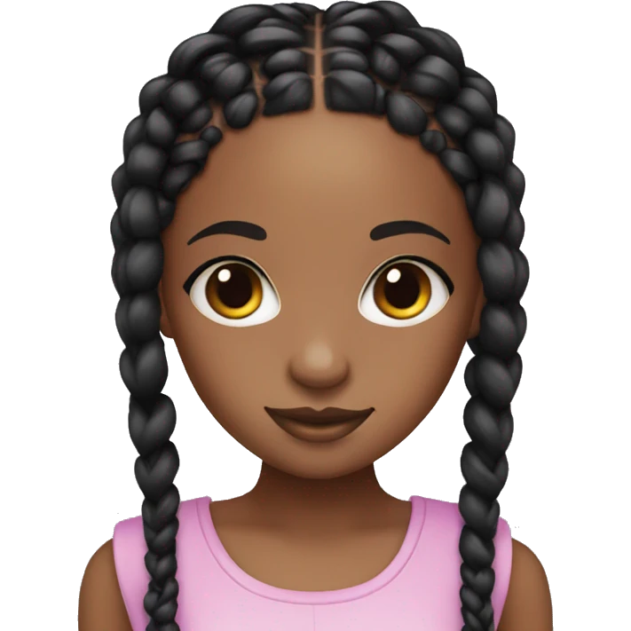cute brown skin girl with black box braids emoji