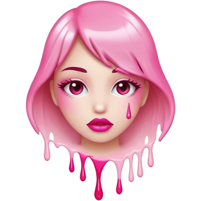 pink ombre glossy lips dripping white paint emoji