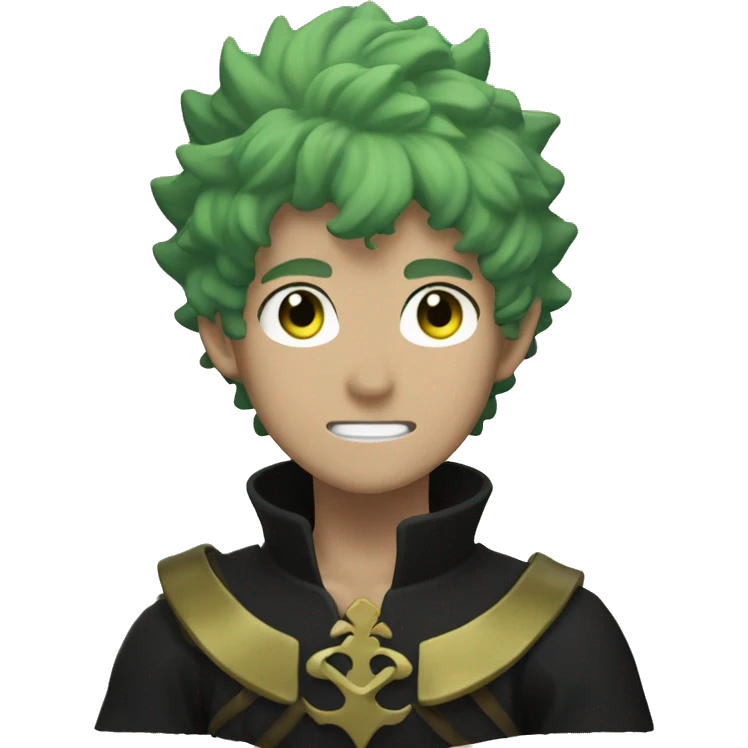Black clover with gold with green hair emoji