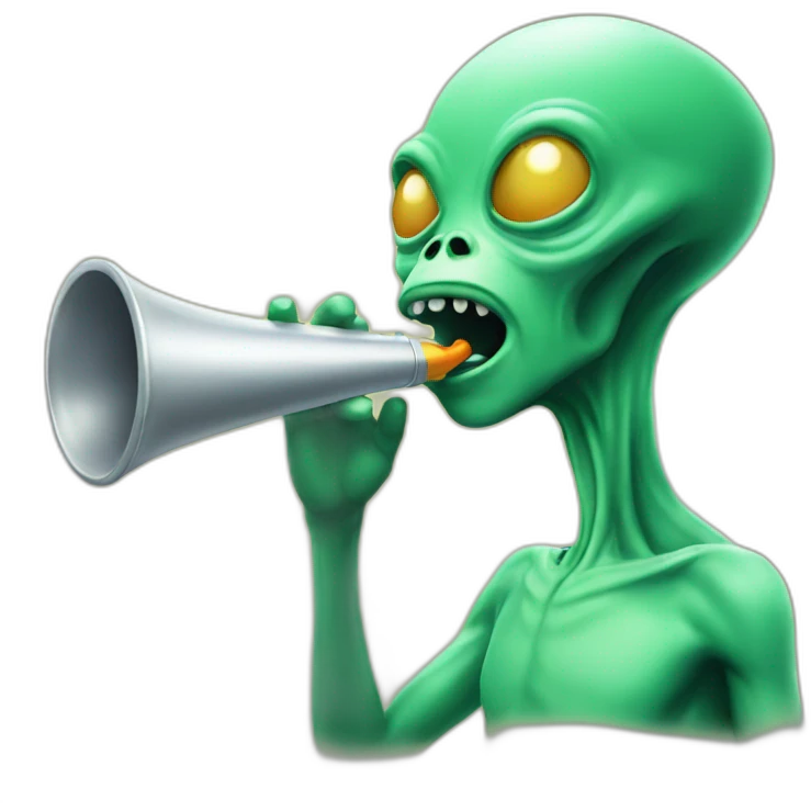 Alien blowing whistle emoji