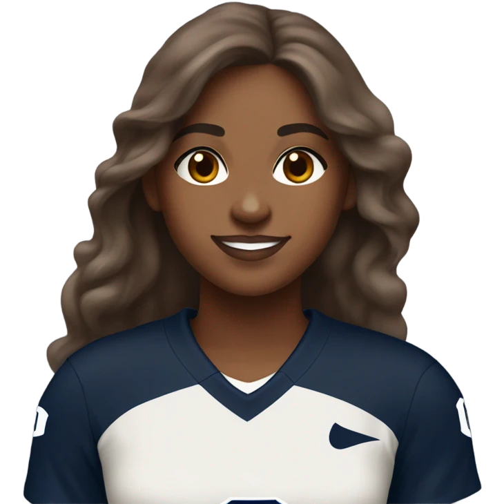 brown girl with long brown hair penn state jersey emoji