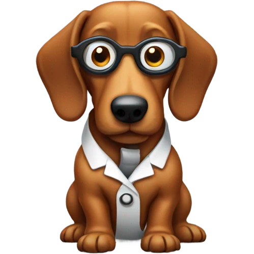Scientist sausage dog emoji