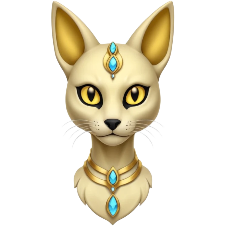 Skeletal skull-faced slim elegant thin beautiful Bastet-Umbreon-Solgaleo-Salandit-fusion emoji