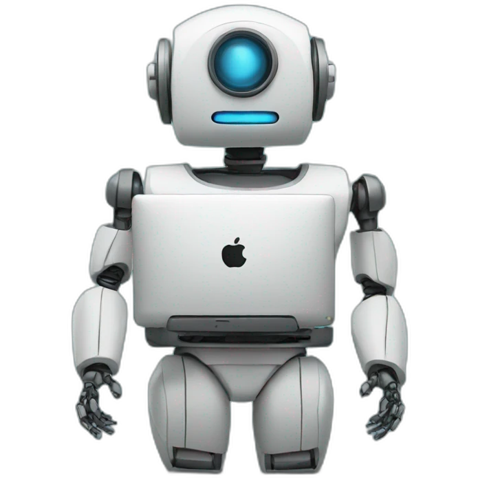 Robot with computer emoji