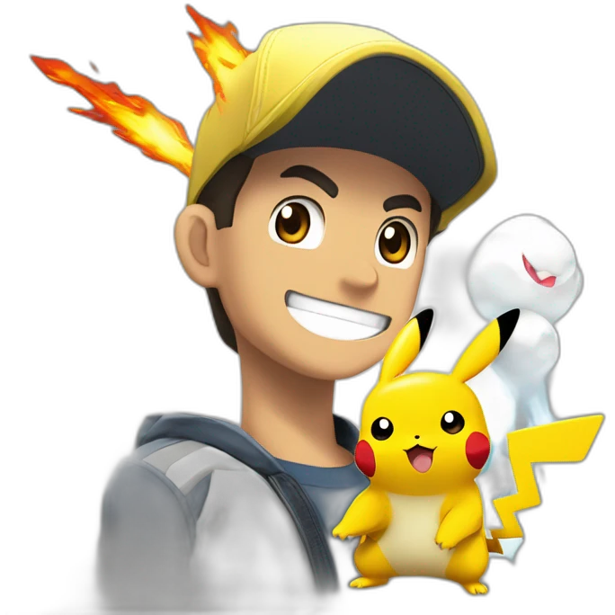 CR7 dans un combat pokémon avec un Pikachu contre mbapper avec un dracko feu emoji