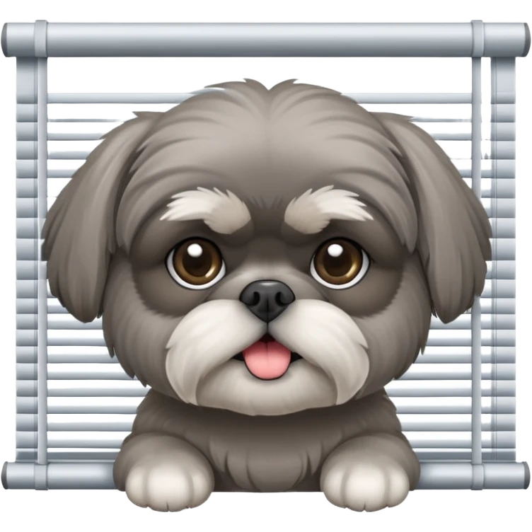 cute all grey shih tzu peeking through window blinds emoji