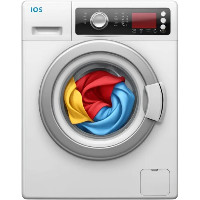 
washing machine mid-cycle with clothes tumbling inside emoji