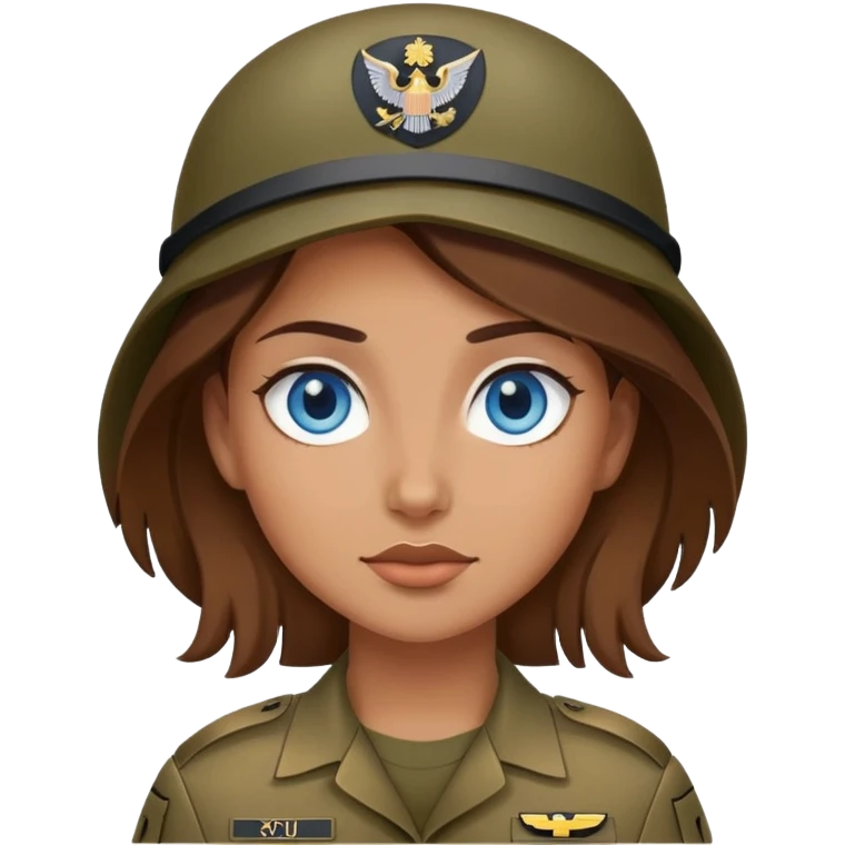 army girl blue eyes brown hair emoji