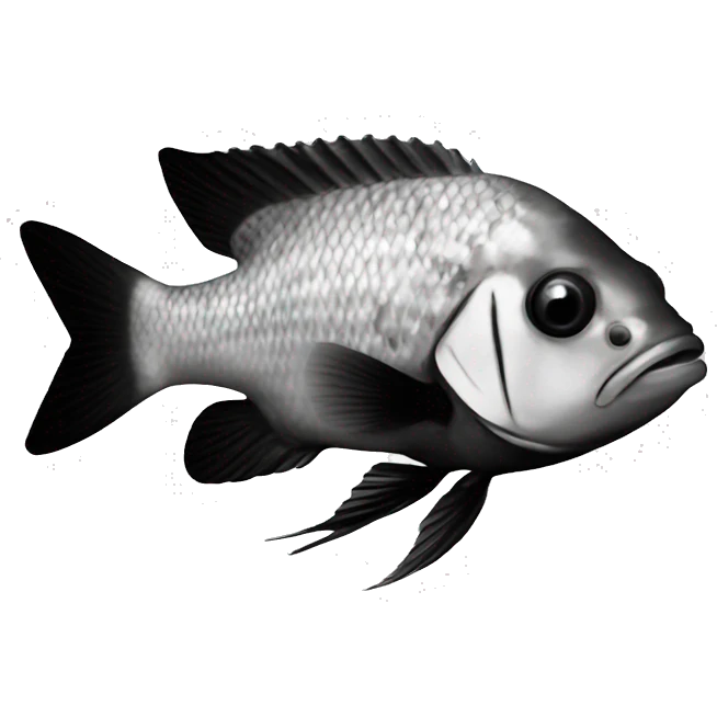 cichlid black and white emoji