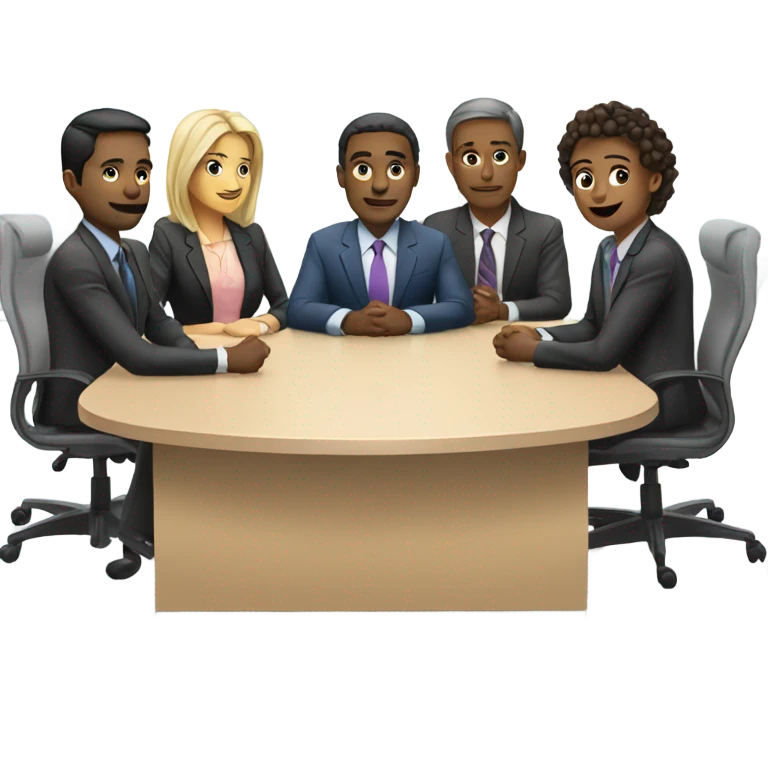 5 people business meeting sitting at a table emoji