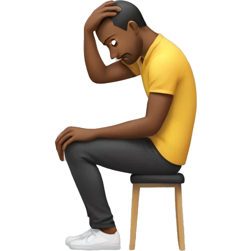 creates a man on his back in a thinking position with one hand on his face with a thinking gesture emoji