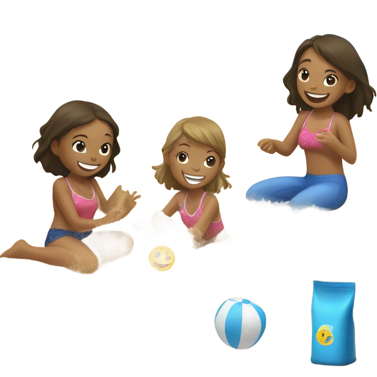 Girls enjoying time at the ocean emoji