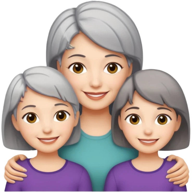 A mum with short Gray hair and her two adult daughters emoji
