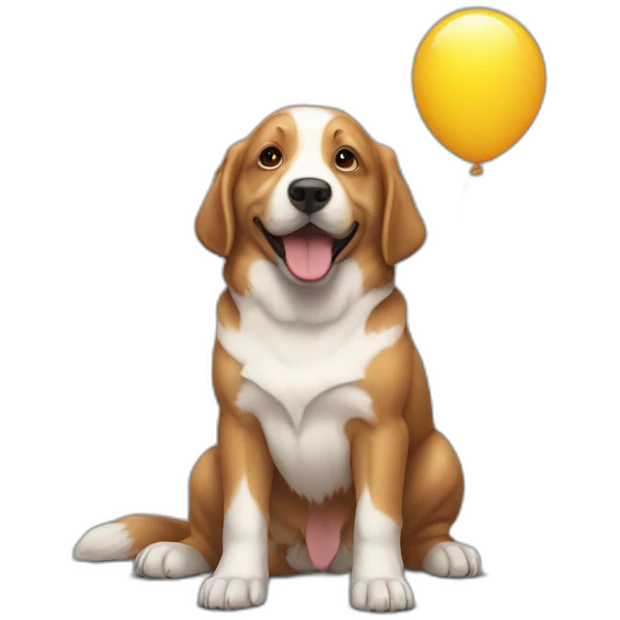 Chien sur Elon Musk qui tient un ballon emoji