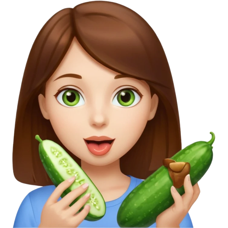 I want a brown hair, blue eyes girl. Holding and licking cucumbers emoji
