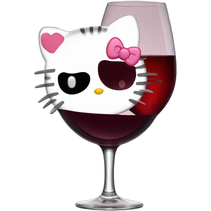 Hello Kitty drinking red wine emoji