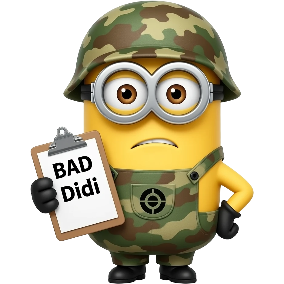 scolding  Minion in army uniform holding clipboard text BAD DiDi emoji
