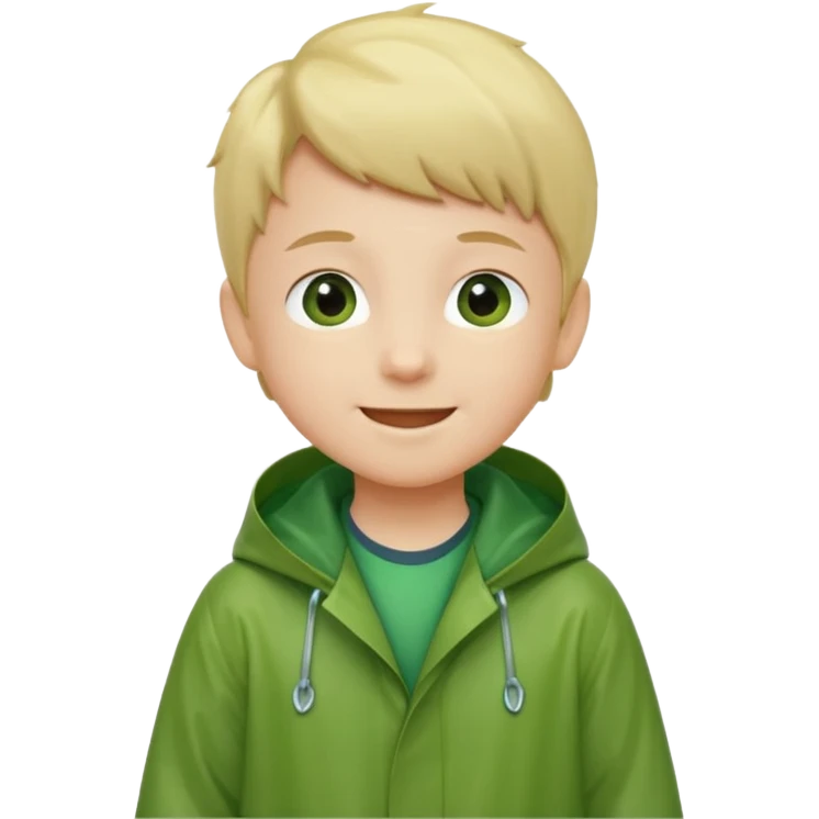 green raincoat Kid emoji