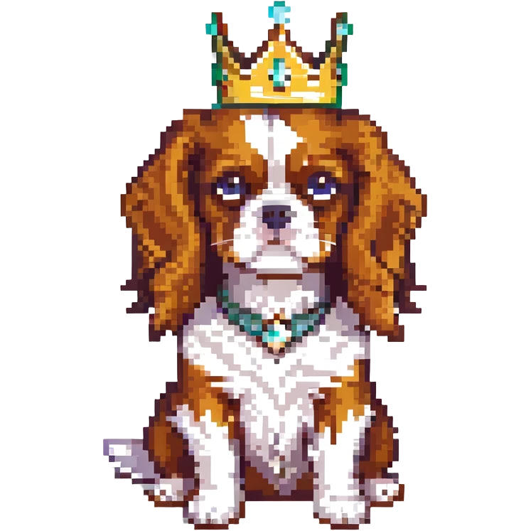 King Cavalier puppy with a crown emoji
