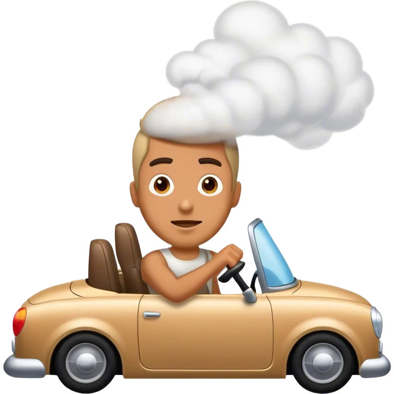 Man driving steaming car emoji